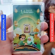 HADIAH LEBARAN KADO UCAPAN SELAMAT IDUL FITRI EMAS 0.1 GRAM ANTAM 0,1 LOGAM MULIA FOTO PASANGAN SUAM