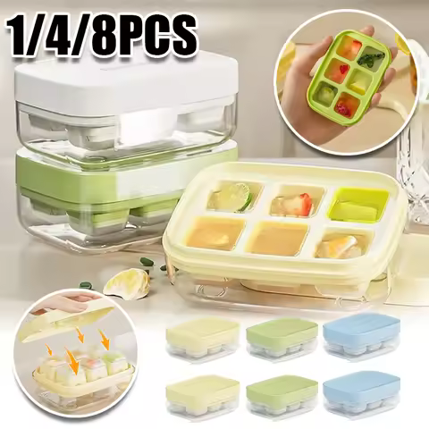 6Grid Push Ice Cube Mould Ice Compartment Mini Summer Ice Storage Box Home Square Silicone Ice Cube 