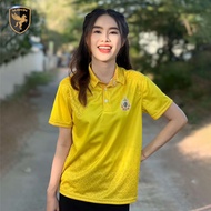 MAWIN เสื้อโปโลสีเหลืองทอง ลายไทยจตุรัก รุ่นพิเศษ72พรรษา