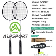 ALPSPORT RR 2Pcs+Bag Free Shuttlecock 4U Max 26LBS G5 Black Badminton Racket Original Design Carbon 