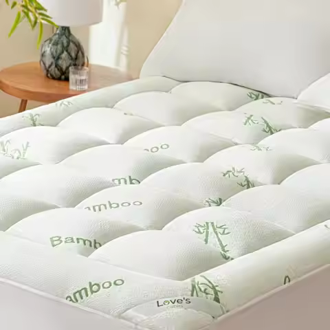 Queen Size Bamboo Viscose Mattress Topper, Thick Pillow Top Pad with Stretchable Pockets for 6-18 In