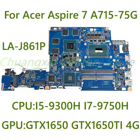 FH5VF LA-J861P Mainboard For Acer Aspire 7 A715-75G Laptop Motherboard With I5-9300H I7-9750H CPU GT