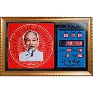 Đồng hồ Lịch Vạn Niên tranh đèn treo tường hiệu Cát Tường_tranh Bác Hồ 55618_KT 55x35cm_Có 2 loại (K