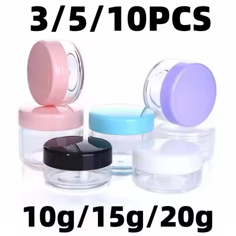 3/5/10PCS 10g/15g/20g Empty Plastic Cosmetic Makeup Jar Pots Transparent Sample Bottles Eyeshadow Cr