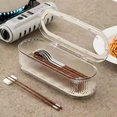 Kitchen Chopstick Organizer Cutlery Storage Box Chopstick Dinnerware Holder with Drain Tray for Uten