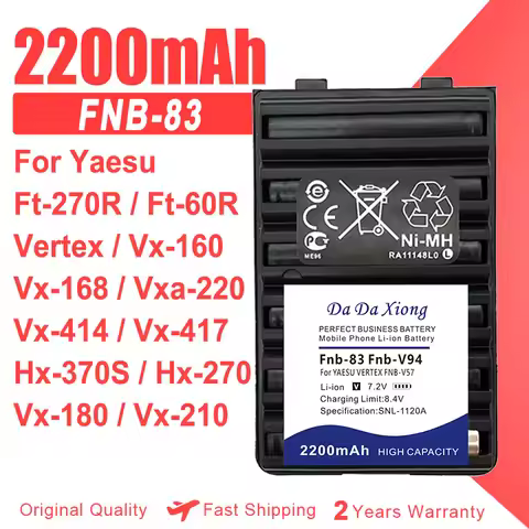 Fnb-V94 Fnb-83 2200mAh Battery for Yaesu Ft-270R Ft-60R Vertex Vx-160 Vx-417 Hx-370S Hx-270 Vx-180 V