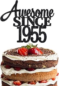 Awesome Since 1955 cake topper, 70 Birthday Cake Toppers-BLACK Glitter, 70th birthday decorations,70