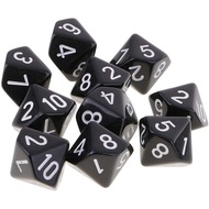 10PCS Polyhedral D10 Dice Acrylic 10 Sided Game Dice for RPG MTG DND Dice Table Games (Black)