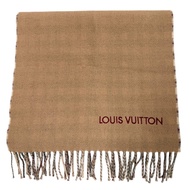 成色極佳 ▼LOUIS VUITTONLouis Vuitton 2024 年 M79199 羊絨圍巾 Monogram Gradient Tartan 100% 羊絨 Logo 刺繡流蘇雙面圍巾ブラ