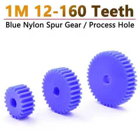 1pcs Blue Nylon Gear 1 Module 12 Teeth - 160 Teeth Plastic Spur Gear 1M Mechanical Transmission Cyli