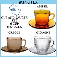 12pcs Duralex Cup and Saucer Set/Duralex Amber/Duralex Creole/Duralex Gigogne/Duralex Set Piring dan