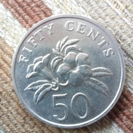 Uang koin 50 cents singapore Tahun 1989