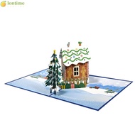 LONTIME Christmas Card, Gingerbread House Pop-Up Greeting Cards, Festival Blessing Card Creative  Po