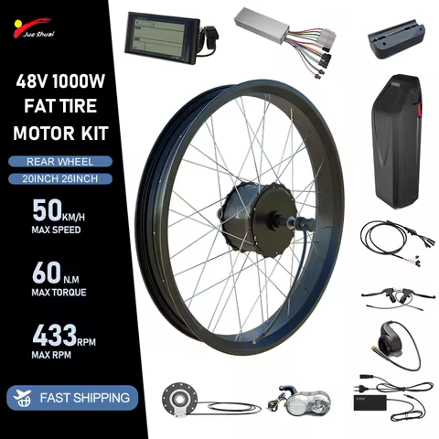 Brushless Gear Hub Motor Wheel with 13/20ah Hailong Battery 1000W Fat Tire E-bike Conversion Kit G51