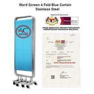 WARD SCREEN 4 FOLD BLUE CURTAIN FOR CLINIC WARD HOSPITAL USE