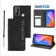 Casing Tecno Spark 6 Go KE5j KE5k Flip Cover Wallet Sarung Hp Case Dompet Sarung Kulit