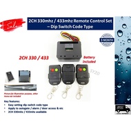 Autogate Remote Control Set - 2CH 433mhz / 2CH 330mhz Dip Switch Code Type (Wireless Remote & Receiv