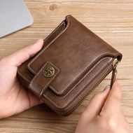 Vintage Men Wallet PU Leather Short Purse Men Hasp Zipper Wallets Dompet Lelaki Kulit Beg Duit Kecil