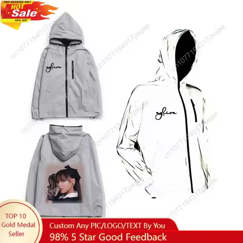 Ayliva Schwarzes Herz Wunder Reflective Jacket Mens Womens Coat Hooded Windbreaker Run Pocket Jacket