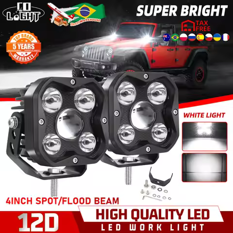 CO LIGHT 4 Inch Super Bright LED Work Head Light Spot/Flood Beam Offroad Light For Motorcycle Offroa
