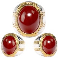 Natural Cincin Batu Akik Bacan Obi Merah Baron Warna Natural 1