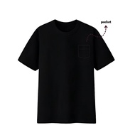 HITAM HETEROGENE Plain Black Pocket Tshirt - Unisex HGL03