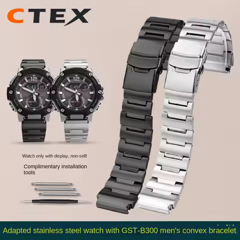 GST-B300 Solid Stainless Steel strap For Casio SHOCK Steel Heart Series GST-B300 MWA-100H MWD-100H M