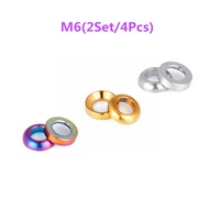 2 Set Titanium Alloy Concave-Convex Gasket TC4 Brake Clamp Fixed Screw Gasket M6 Screw Brake Mountain BMX Bike Bicycle Washer Gasket For Disc Brake Caliper Group XT Mounting Bolts