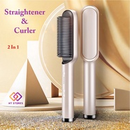 Hair Straightener Electric Hair Comb Hair Curler Crimper Curling Comb Hair Straightening 2in1