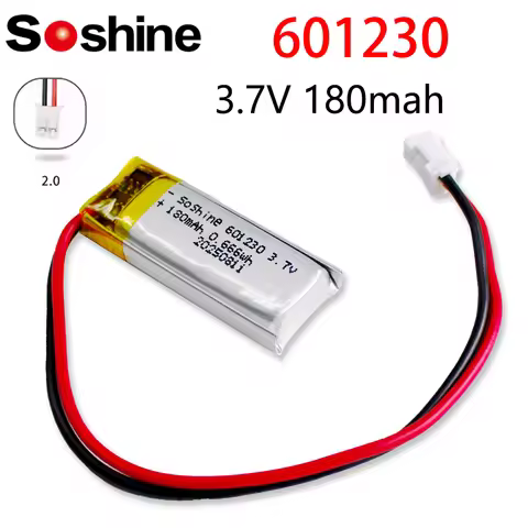 Soshine 601230 180mAh Lipo Battery 601230 Polymer Li Ion Batteries for LED Light Smart Recorder Hand
