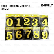 EHOLLY 80MM ACRYLIC  GOLD NUMBER HOUSE NUMBER PLATE ( 0-9 )