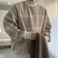 Genuine Korean Thick Soft Plaid Half High Collar University T 3 Colors YUPPIE Product 1218