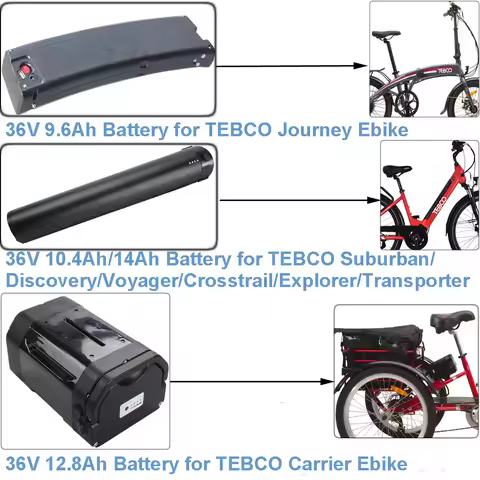 Ebike 36V 9.6Ah 10.4Ah 12.8Ah 14Ah Lithium Battery for TEBCO Suburban Discovery Voyager Crosstrail E