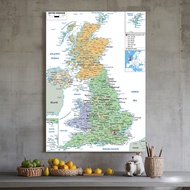 &best& Educational Poster United Kingdom Map Painting Frameless for Decoration Gift Living Room Bedr