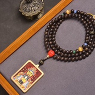 超級美貨 唐卡手繪五爺項鏈 搭配108顆沉香佛珠項鏈 精品貨