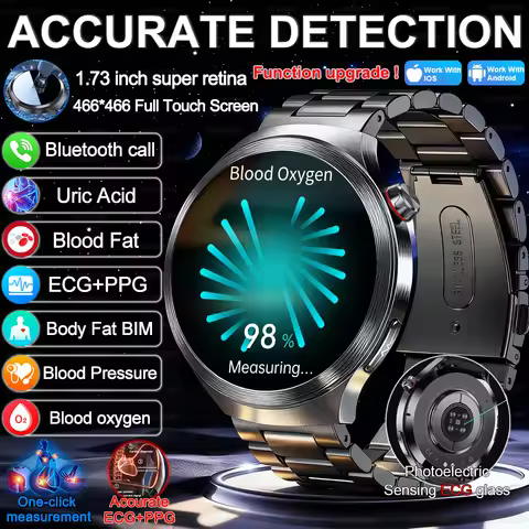 2026 New Accurate Diagnosis Smart Watch Men ECG Blood oxygen BP Health Sport Tracking HD Sapphire Sc