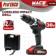 EKCO Cordless Impact Drill Screwdriver With Hammer 36V 3 Mode 2 Speed Alat Buka Screw Tebuk Lubang Kayu Dinding