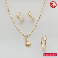 S&amp;a jewelry 18k Bangkok Gold 3in1 necklace earrings adjustable ring set for women set-46