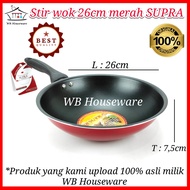 MERAH Teflon non-stick mini wok 26cm frying pan/ SUPRA stir wok/ - red