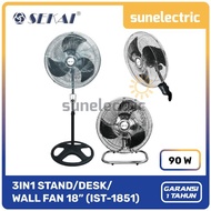 Sekai IST-1851 Industrial Fan 18" Fan/ 45cm 3in1 Stand Wall/ Desk Fan IST 1851 / IST1851