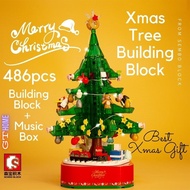 Xmas Gift Toy Christmas Tree with Music Lighting Building Blocks Xmas Gift Toy for Kids and Adult