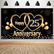 7x5ft Happy 25th Anniversary Banner Backdrop Decorations Large 25 Year Wedding Anniversary Party Sup