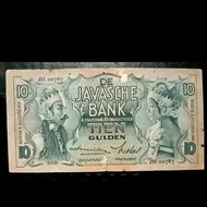 uang kuno indonesia seri wayang 10 Gulden ttd Smith rare