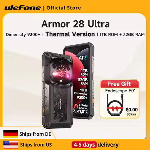【Ships from US 】Ulefone Armor 28 Ultra 5G AI Thermal Imaging Rugged Phone Dimensity 9300+ 1TB ROM 32