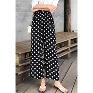 ❤️ 2025 perempuan palazo plus size seluar slack wanita [HTK 8723 People] Draping Chiffon Polka Dots 