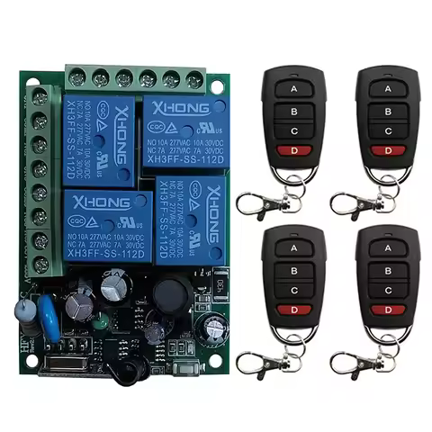 Smart Multiple AC110V 220V 433 MHz 4CH 4 Channel Wireless Radio Relay RF Remote Control Switch Recei