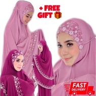 TELEKUNG SOFEA KAIN SEMBAHYANG DEWASA TELEKONG DOUBLE LAYER LACE FREE GIFT BEG TELEKUNG