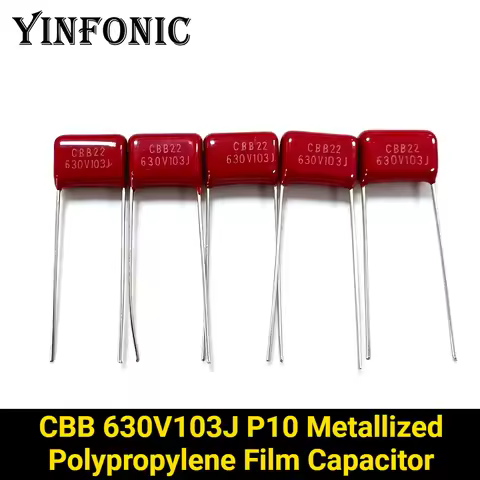 10Pcs/100Pcs CBB 630V 103J CBB21 103 630V 0.01uF 10nF P10 Metallized Polypropylene Film Capacitor