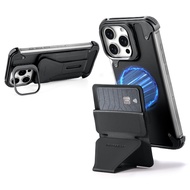 OATSBASF Metal Frame Phone Case With Magnetic Card Case For iPhone 16 ProMax/16 Pro Shockproof Cover