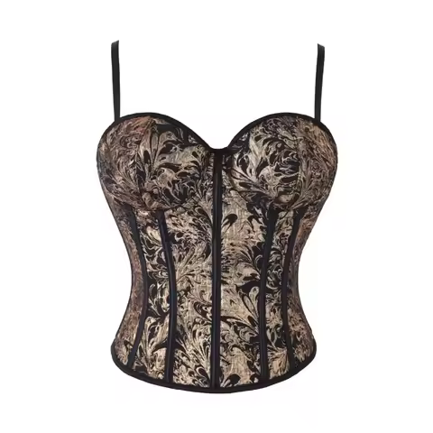 New black and gold printed halter strapless and body hugging top corset